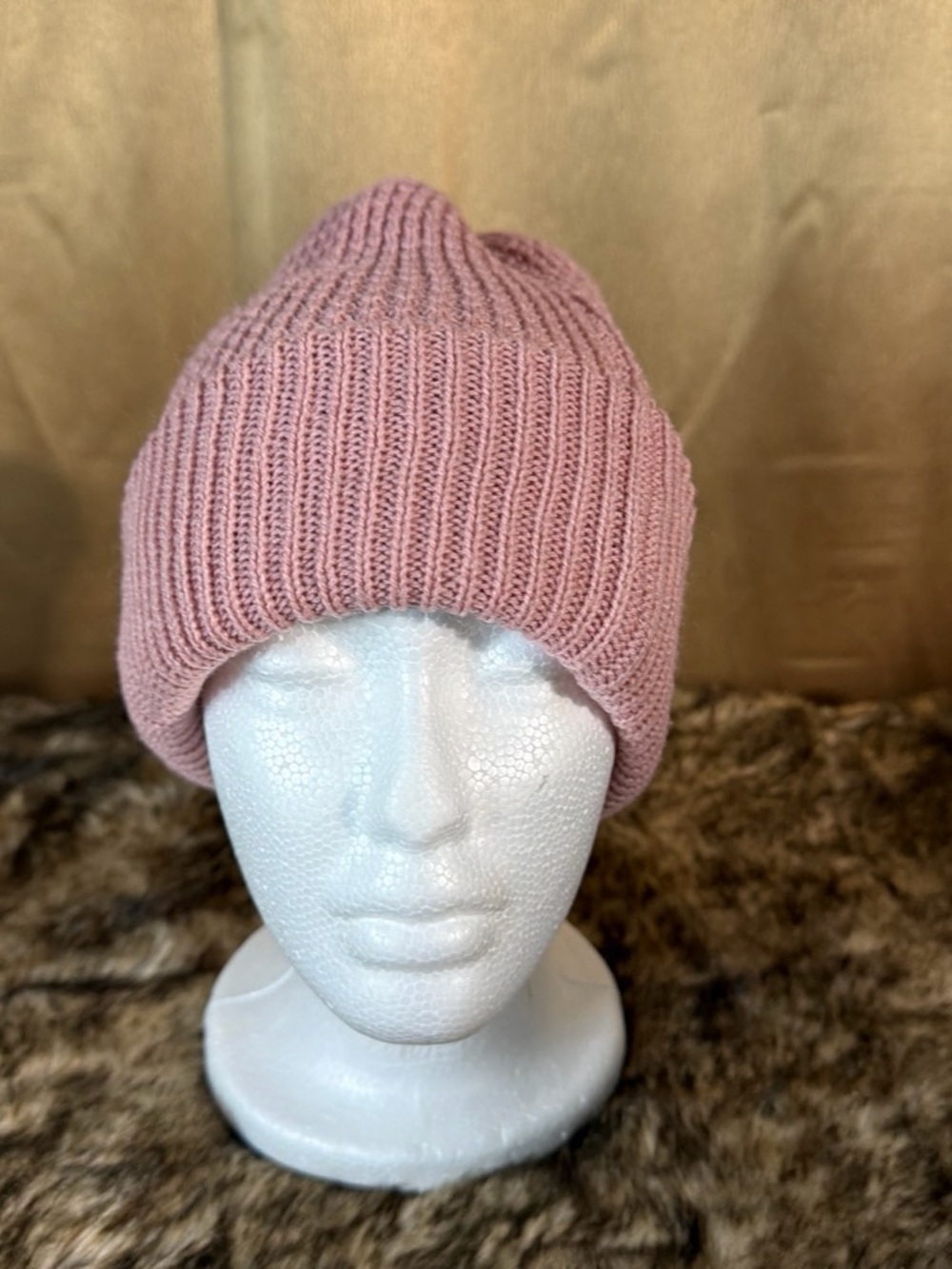Women's Ribbed Knit Beanie Hat - Dusty Pink